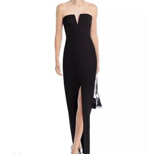 BCBGMaxAzria Black Strapless notched v gown Dress
